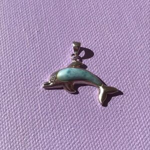 Larimar Dolphin Sterling Silver Pendant